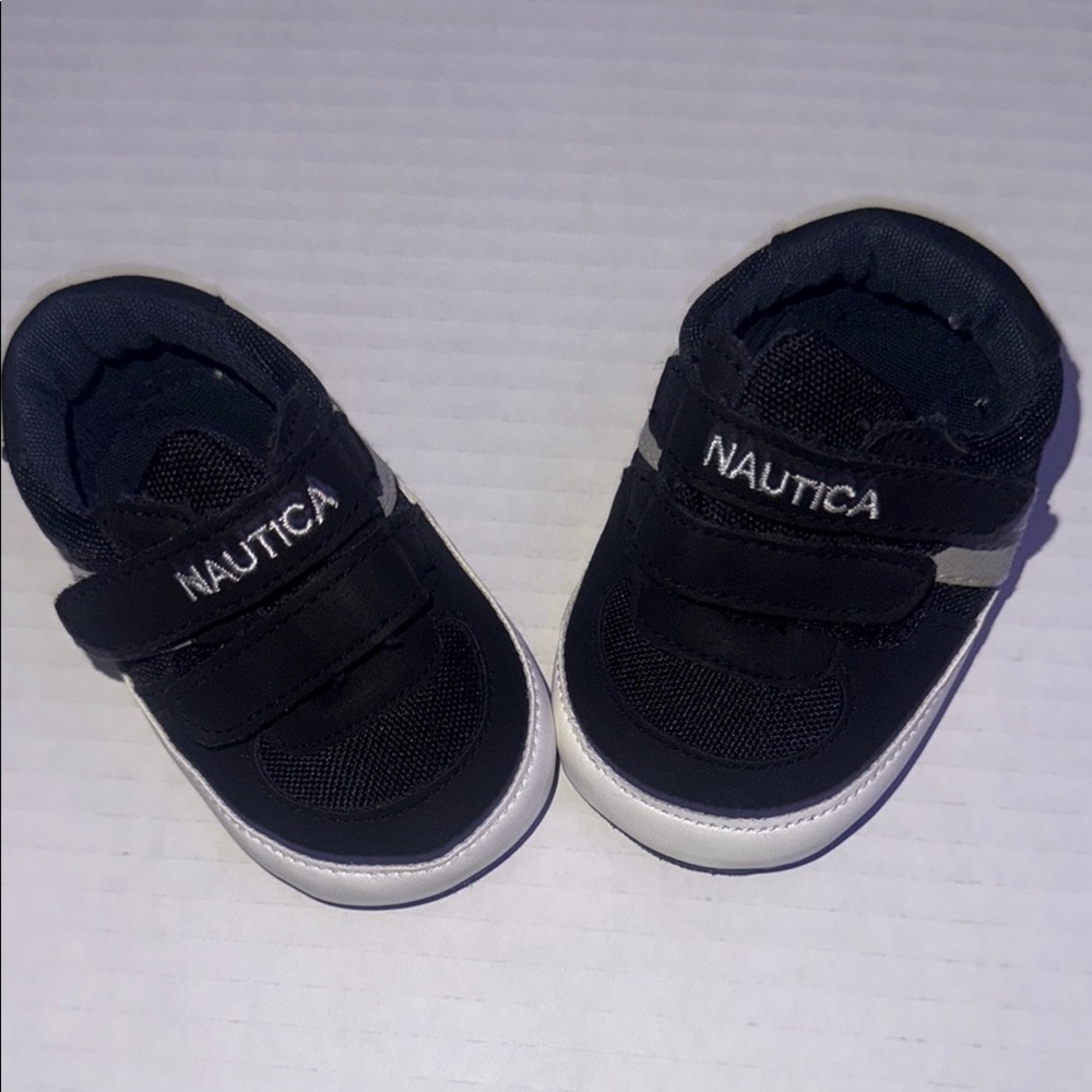 Nautica Black and White Baby Walker Shoes Velcro Closure